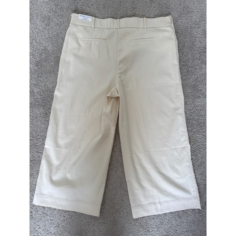 Chicos Flex Waist High Rise Wide Leg Pants Cream Alabaster Size 3.5 US 18 NWT - Picture 6 of 7